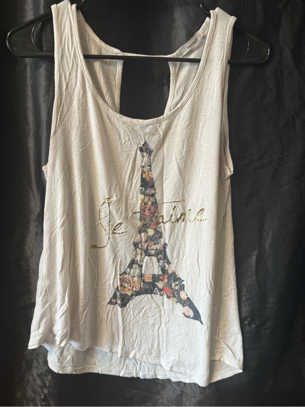 Floral Eiffel Graphic Tank Top - White
